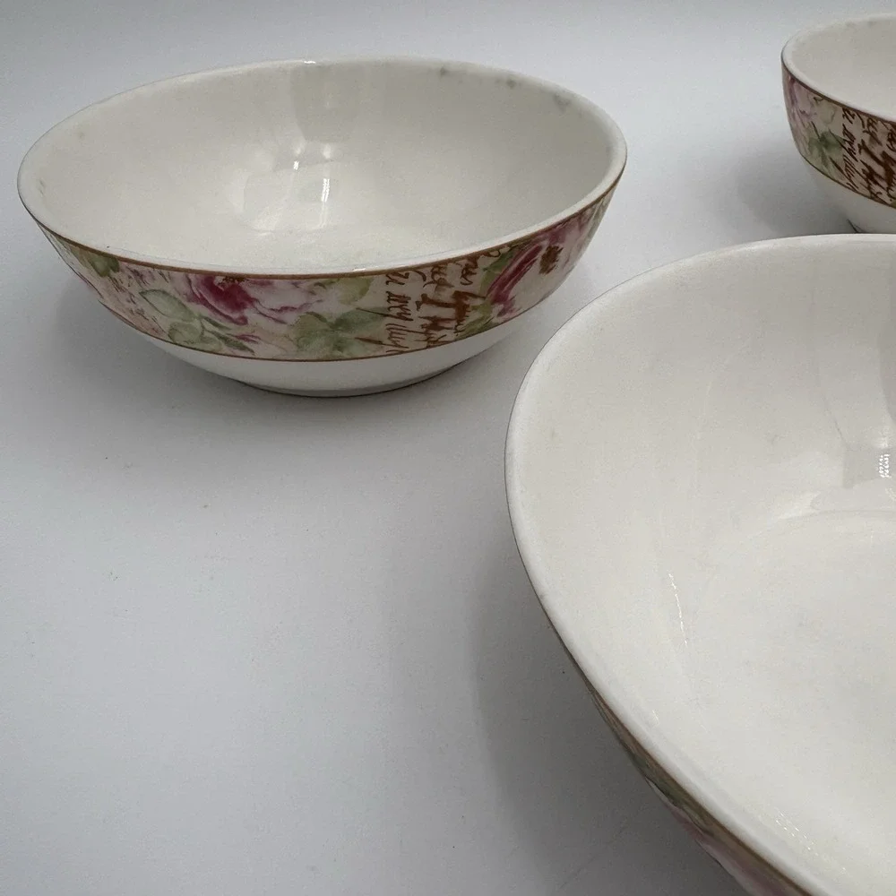 ROYAL DOULTON Poetic Rose Everyday China Cereal Bowls 4 Pc Vintage  6